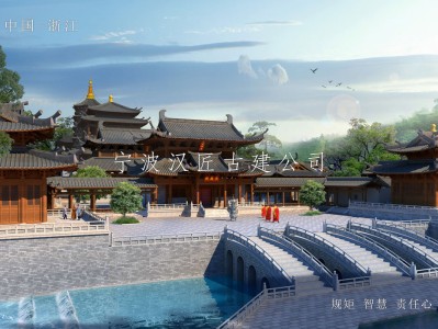 南宁寺院重建规划设计方案鸟瞰图—积福禅寺